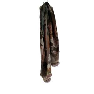 LUA Art-to-Wear Organic Cotton And Wool Artisan Wrap Scarf Shawl Earth Toned